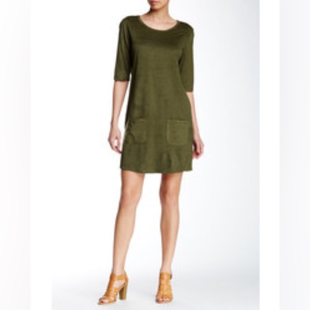 Harlowe Graham Two Pocket Faux Suede Dress